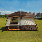 KTT Large Tent 6-12 Person,Family Cabin Tents,Straight Wall,3 Doors and 3 Windows with Mesh,Waterproof,Big Tent for Outdoor,Picnic,Camping,Family,Friends Gathering.