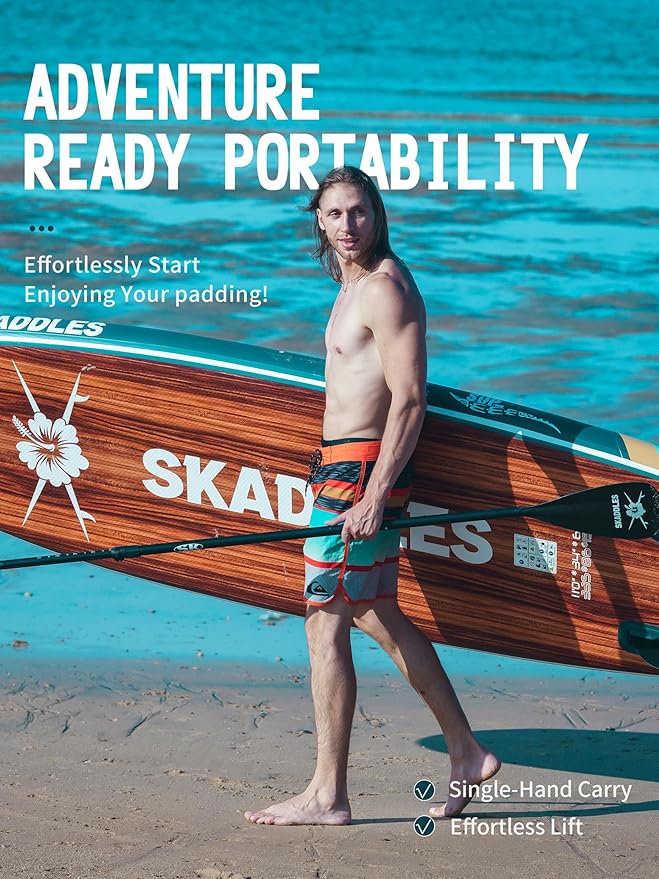 11' Inflatable Stand Up Paddle Board – Extra Wide SUP for Adults & Kids of All Skill Levels, Stable Paddleboard with Pump, Fins, Backpack, Accessories & Waterproof Phone Pouch