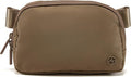 Pander Two Way Zipper Fanny Pack Nylon Everywhere Belt Bag for Women, Water Repellent Waist Packs, Crossbody Bags with Adjustable Strap (Gray Brown)