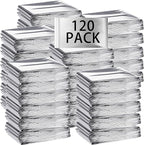 Macarrie 120 Pack Emergency Foil Thermal Blankets Silver Foil Survival Blanket Space Blanket Survival Kit for Outdoors, Camping, Hiking, Homeless, Survival or First Aid, Silver
