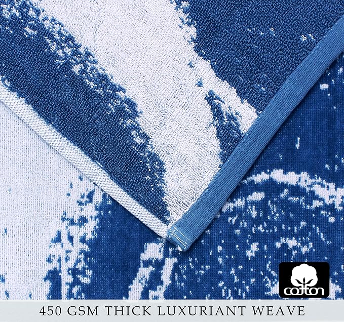 COTTON CRAFT Hooded Beach Towel - Oversized XXL 35x84 Towel with Hood for Adults - The Big Kahuna 7 Foot Large Beach Blanket Towel - Big & Tall Soft 100% Cotton Velour Pool Bath Wrap - Waves Blue