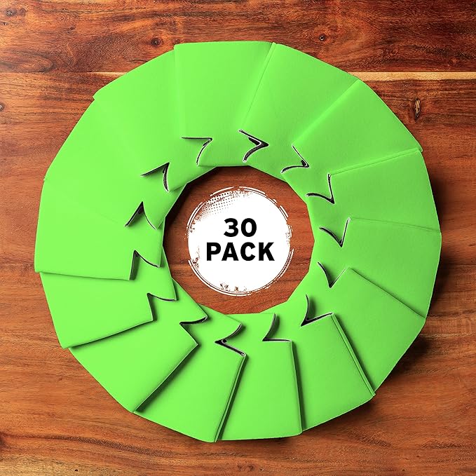 Blank Beer Can Coolers Sleeves (30-Pack) Soft Insulated Beer Can Coolies - HTV Friendly Plain Koolies in Bulk for Beer Cans & Bottles - Coolie Blanks for Vinyl Projects & Wedding Favors (Lime Green)