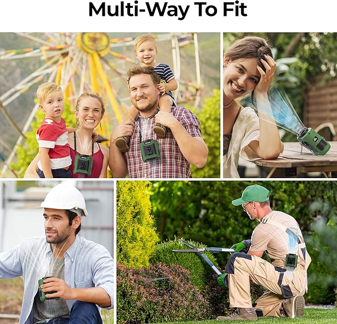 AMACOOL Portable Waist Fan Clip On, MAX 40H Work Time, 10000mAh Rechargeable Wearable Shirt Fan with Light, 16000RPM Powerful 5 Speed Belt Fans Personal Cooling Fans for Outdoor Jobsite Camping Travel