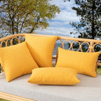 Kevin Textile Pack of 2 Outdoor Waterproof Pillow Covers - Decorative Farmhouse Throw for Patio, Tent, Bed, Sofa, Living Room - 18x18 Inch Sunflower Yellow