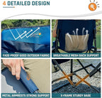 Camping Chairs Directors Chair with Side Table, Mesh Backrest Folding Lawn Chairs with Pocket, Foldable Camp Chair for Outdoor, Picnic, Sports and Fishing, Blue