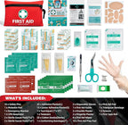 General Medi Mini First Aid Kit, 110 Piece Small First Aid Kit - Includes Emergency Foil Blanket, Scissors for Travel, Home, Office, Vehicle, Camping, Workplace & Outdoor (Red)