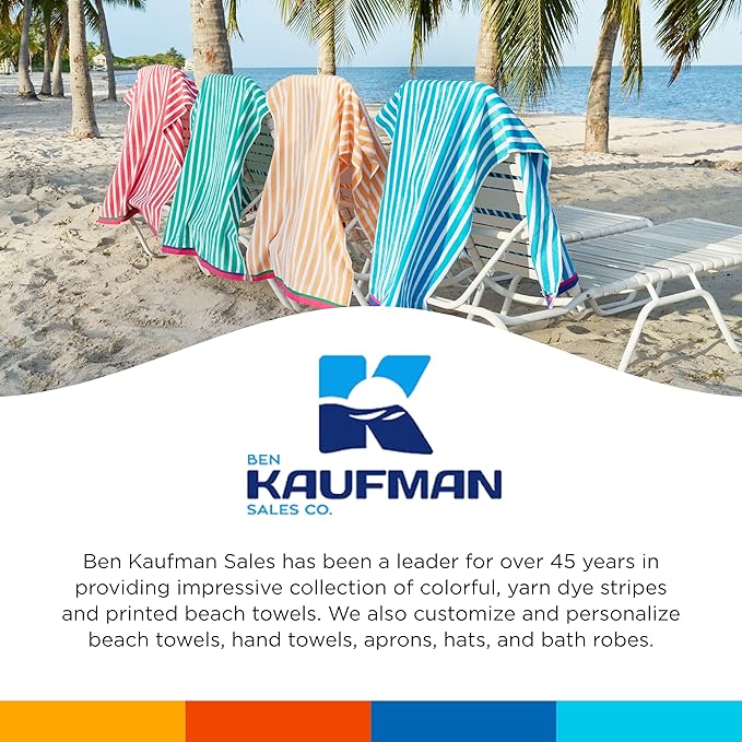 Kaufman - Colorful Racing Striped Beach & Pool Towel - Extra Large Beach Towel - Soft & Absorbent 100% Cotton Towels - Assorted Colors - 30" x 60" - 4 Pack