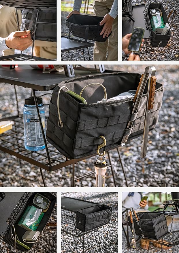 camping moon Side Storage Bag Outdoor Storage Box for Field Rack Black BG-1235BK (Black)