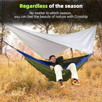 Camping Hammock with Mosquito Net, 2 Person Hammock Bug Net, Portable, Parachute Nylon for Outdoor, Camping, Hiking, Backpacking, Backyard, Beach, Travel (Hold Up to 500lbs)(Blue)