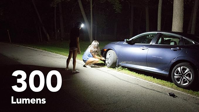 OPTIMAL VENTURES LED Headlamp Liteband Super Lightweight Flex 300 Lumen Bright Head Lamp, AAA Battery Powered Headlamps, Camping, Running, Hard Hat Light, Best Rated for Forehead Flashlight, Blue