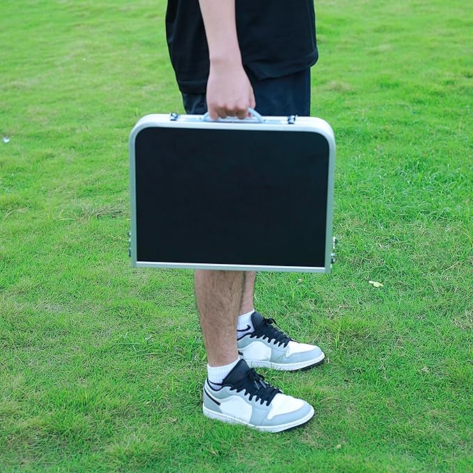 Small Folding Table 2 Foot, Portable Camping Table with Mesh Holders,Lightweight Aluminum Adjustable Height, with Carry Handle for Camping Picnic Indoor Outdoor, White 24 x 16 inch (Black