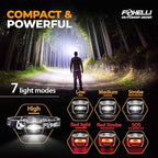 Foxelli LED Headlamp Flashlight for Adults & Kids, Running, Camping, Hiking Head Lamp with White & Red Light, Comfortable Headband, Lightweight & Waterproof, 3 AAA Batteries