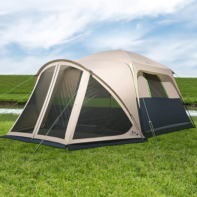 Tents for Camping 6/8/10 Person Camping Tent with Screen Porch, Weatherproof Large Cabin Tent with Rainfly and Carry Bag, Family Tent for Outdoor Camping and Backyard