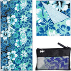 Elite Trend Microfiber Beach Towel for Adults with Bag - Extra Large 78x35 inch Lightweight Sand Free Quick Dry Towel for Travel, Swimming, Yoga, Camping (Hibiscus)