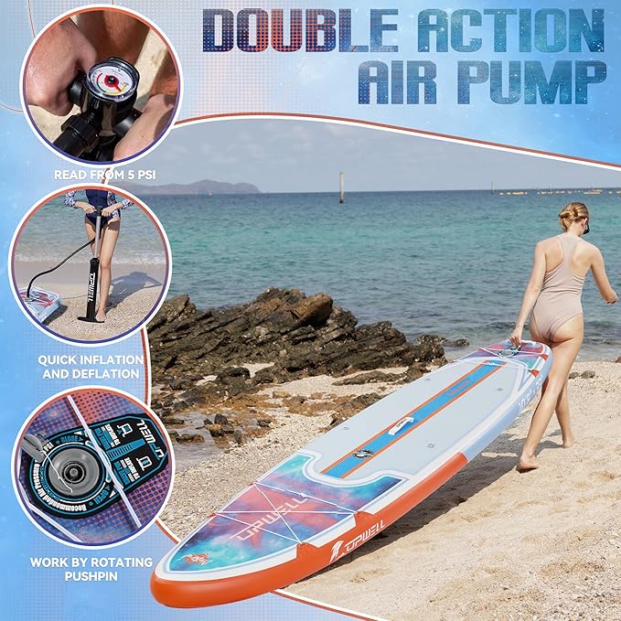 UPWELL 11’6”/11'2”/11'/10'8”/10'6”/10'2” Inflatable Stand Up Paddle Board with sup Accessories Including Backpack, Repairing Kits, Non-Slip Deck, Leash, 3 Fins, Paddle and Hand Pump