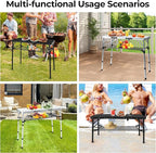 Folding Camping Table with Storage Net,3ft Portable Aluminum Picnic Table with 3 Adjustable Height Max 27.3 Inch for Outdoor Backyard BBQ Camp Cooking Tents Beach Indoor Bedroom（Black）