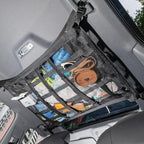 Car Ceiling Cargo Net with 3 Pockets,31.5"x21.6" Car Overhead Storage Mesh Organizer,Double Layer Roof Mesh Camping Overlanding Gear Must Haves Cargo Net,Road Trip Essentials