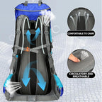 WintMing 75L Hiking Backpack with Rain Cover Waterproof Camping Backpack Shoes Warehouse for Men Women