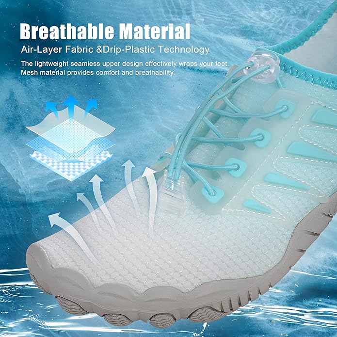 Water Shoes for Men Women, Quick-Dry Barefoot Aquashoes for Beach Swim, Water Sports Like Surf Kayak Yoga, Water Park