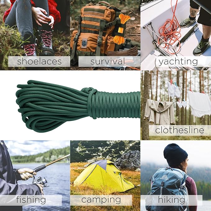 TECEUM 5/32" Paracord Rope 1000 – 1000ft / 200ft / 100ft / 50ft – Tactical Parachute Cord 4mm – 45+ Colors – Nylon String for Survival & Camping Gear – Stripe Cord for Survival – Utility Rope