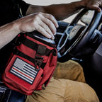 Iron Infidel Battle Bottle - Half Gallon Insulated Water Bottle with Paracord Handle, Large 64 oz Stainless Steel Water Jug with Rugged, Removable Sleeve for Keys, Wallet & Phone (Red Line 2 Liter)