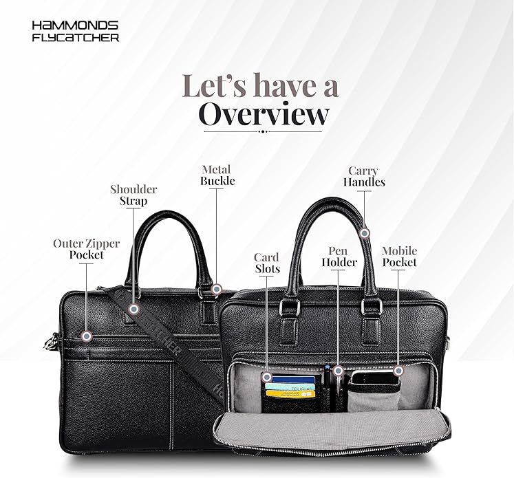 HAMMONDS FLYCATCHER Genuine Leather Laptop Bag for Men, Padded 15.6" Laptop Sleeve, Leather Messenger Bag for Men Briefcases