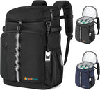 SUN CUBE Cooler Backpack 33 Can, Leakproof Insulated Backpack Cooler for Men Women, Camping Cooler Backpack for Beach Travel Hiking, Waterproof Lunch Backpack, Black