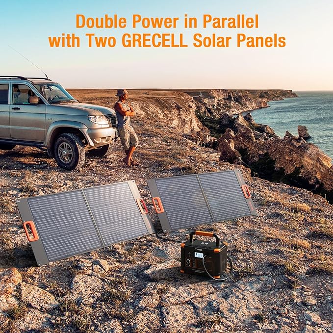 GRECELL 100W Portable Solar Panel for Power Station Generator, 20V Foldable Solar Cell Solar Charger with High-Efficiency Battery Charger for Outdoor Camping Van RV Trip