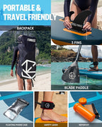 11’×34"×6" Extra Wide Inflatable Stand Up Paddle Board, Sup Board with Removable Fins, Backpack, Floating Paddle, Safety Leash, Floating Phone Case for Adults & Youth of All Skill Levels