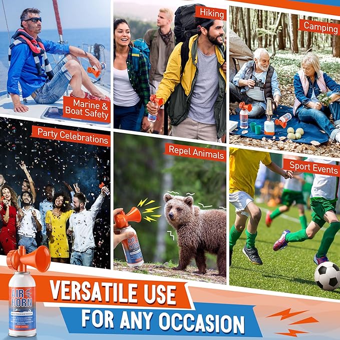 1 Pack Large Air Horn for Safety 3.5oz, 122dB Very Loud Marine Air Horn for Boat, Coast Guard Approved, Great for Boat & Marine Safety, Sporting Events, Travels, Hiking (Orange)