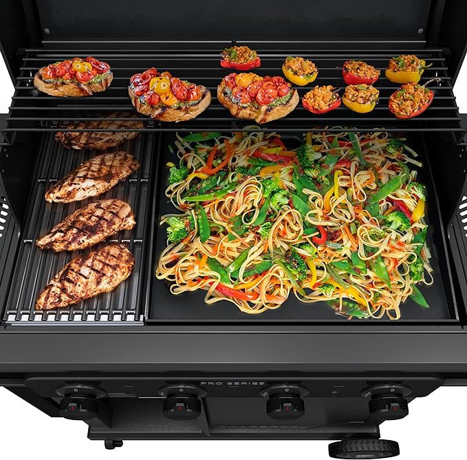 Char-Broil Pro Series with Amplifire Infrared Technology 4-Burner Propane Gas Grill and Griddle Cabinet, Black 463279224