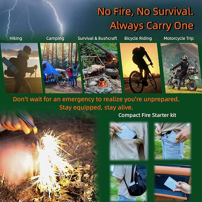 Survival Fire Starter Kit - Ferro Rod & Magnesium Fire Starter Compact Stove with Flint and Steel to Firestarter Fireplace Pit for Outdoor Camping Bushcraft Hiking Emergency Gadgets