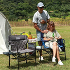 Oversized Directors Chairs Heavy Duty Folding Outdoor Chairs with Detachable Side Pocket and Adjustable Side Table for Outside,Lawn,Fishing, Folding Camping Chair up to 350Lbs Capacity (Grey)