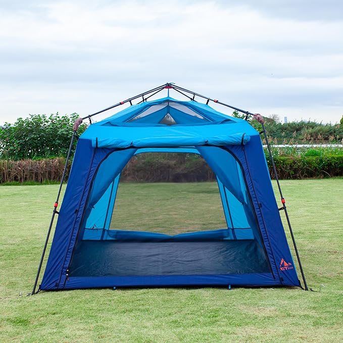 KTT Large Tent 6-12 Person,Family Cabin Tents,Straight Wall,3 Doors and 3 Windows with Mesh,Waterproof,Big Tent for Outdoor,Picnic,Camping,Family,Friends Gathering.