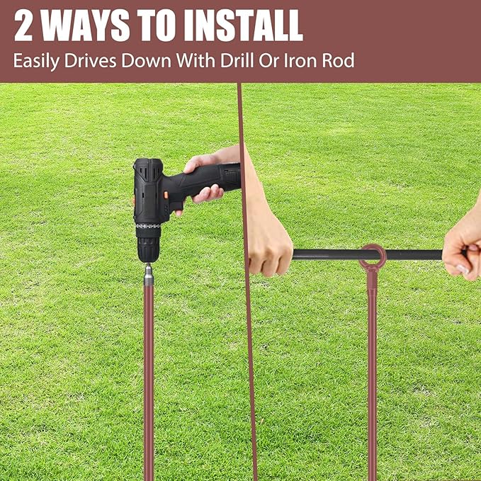 Lasnten 6 Pcs 30 Inch Heavy Duty Ground Anchor Spiral Blade Earth Anchor Kit Metal Anchor Hook Beach Sand Stakes Camping for Securing Animals, Shelters, Tents, Canopies (Brown)