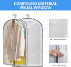 MsKitchen Clear Plastic Hanging Clothes Bags with 4" Gusseted Garment Bags for Storage, Suits, Coats, Sweaters, Shirts - 24" x 40" x 4"",3 Pack