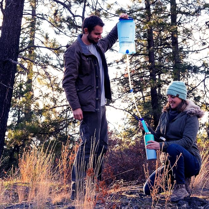 SimPure Gravity Water Filter, Portable Gravity-Fed Water Purifier with 3L Bag, Tree Strap, BPA Free Survival Gear and Equipment for Camping Hiking Emergency Preparedness