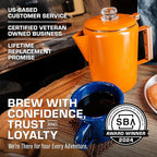 COLETTI Bozeman Camping Coffee Pot — Camping Coffee Makers, Coffee Percolator – America's Sleekest Percolator – NO Aluminum or Plastic (Orange)