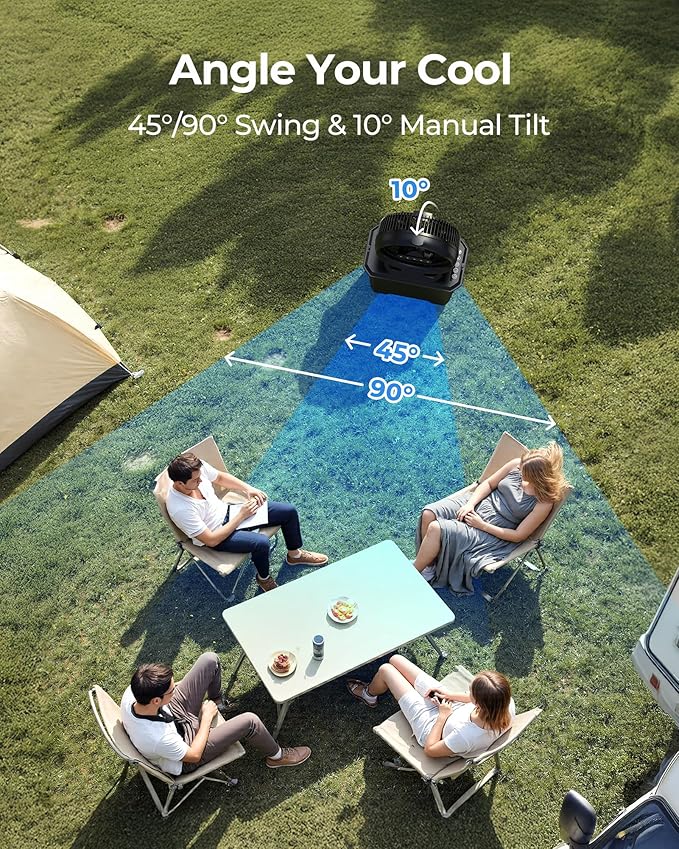 Koonie 10 Inch Camping Misting Fan 11L Tank, 20000mAh Cooling Battery Floor Fan with Remote, 4 Timers, 4 Speeds, 3 Mist Modes, 45°/90° Oscillation, 10° Tilt, Portable for Outdoors Patios, Travel