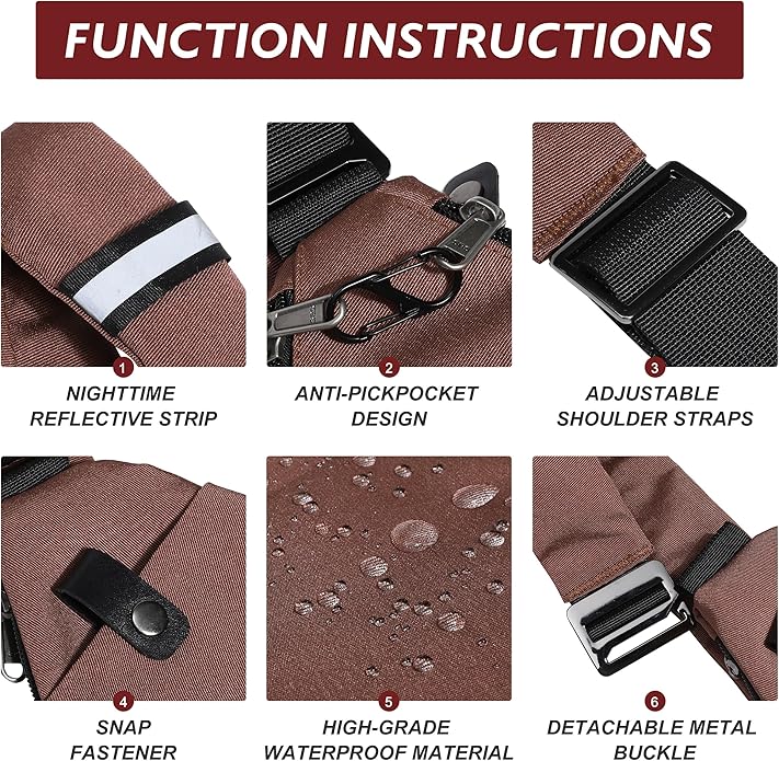 Anti Theft Crossbody Travel Bags for Women Men Cross Body Slim Sling Handbags with S Hook Antitheft