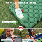Camping Sleeping Pad, Ultralight Inflatable Mattress with Pillow Built-in Foot Pump for Outdoor Hiking Travel Tent Backpacking Trip Car, Compact Lightweight Camping Mat, Green