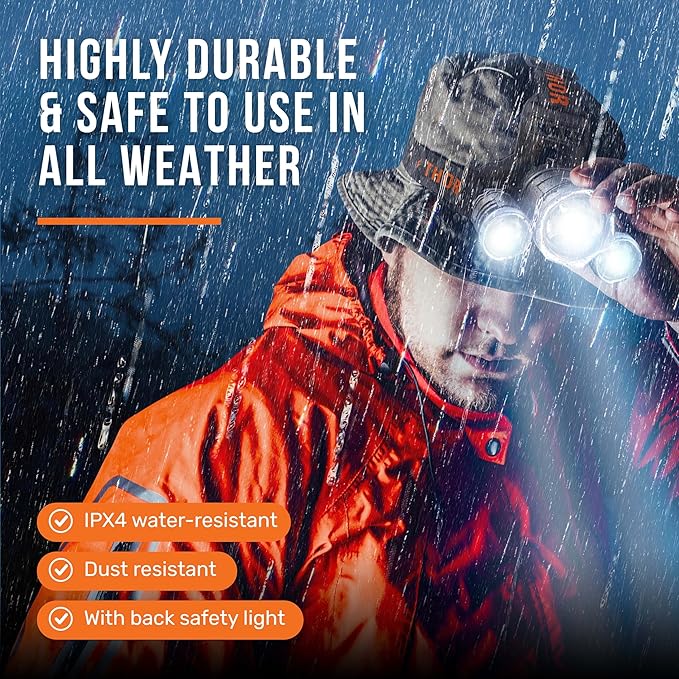 TDC Head Lamp Led Rechargeable Super Bright - USB-C Headlamp for Adults - Head Lights for Forehead - 1080 Lumen Head Flashlight - 10HR Battery for Hardhat, Camping, Hunting, Work