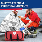 First Responder Trauma First Aid Kit Bag – Fully Stocked Emergency Medical Kit for Workplace, Vehicle & Home – OSHA & ANSI Compliant – Portable – Red