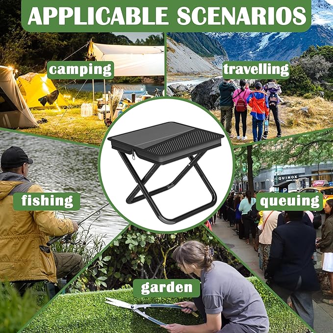 Camping Stool Pocket Chair, Lightweight Portable Stool with Shoulder Strap, Capacity 220lbs for Adults Outdoor Hiking Fishing Travel-Medium Grey