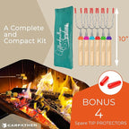 CARPATHEN Marshmallow Roasting Sticks - Set of 6 Premium Rotating Smores Sticks - Extra Long Telescoping Marshmallow Sticks for Fire Pit, Campfire & Bonfire - Camping Accessories