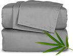 Queen Sheets by Pure Bamboo, Genuine 100% Organic Viscose Derived from Bamboo Bed Sheet Set, Luxuriously Soft & Cooling, Double Stitching, Lifetime Quality Promise (Queen, Stone Grey)