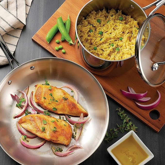 Tramontina Tri-Ply Clad Stainless Steel 8-Piece Cookware Set with Glass Lids, Pots and Pans Kitchen Set, Induction-Ready, Dishwasher-Safe, Made in Brazil