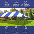 Party Tents Direct 20'x40' Weekender Canopy Pole Tent - Easy Up Canopy Tent with 160 Person Capacity - Outdoor Canopies for Parties, Weddings, & Events (Blue/White Top)
