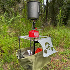 Ruck & River Camping Table - Compact and Lightweight 8"x8" Aluminum Top with Cup Holders, Adjustable Height, Easy to Assemble, Portable Outdoor Table for Camping, Hiking, Fishing, Beach, Hammock