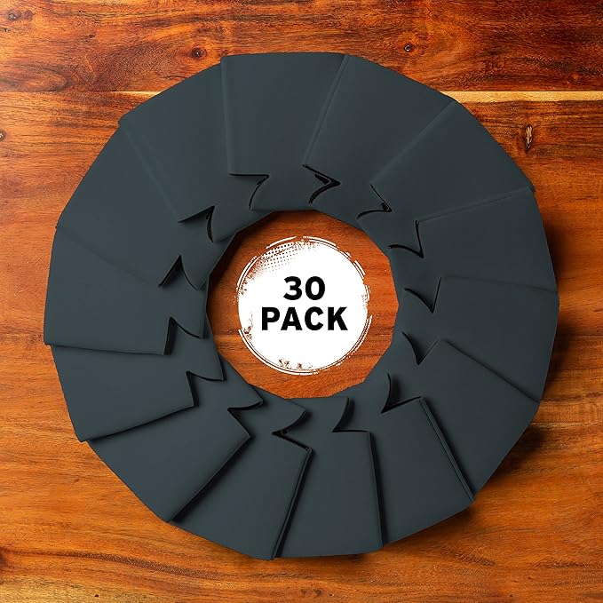 Blank Beer Can Coolers Sleeves (30-Pack) Soft Insulated Beer Can Coolies - HTV Friendly Plain Koolies in Bulk for Beer Cans & Bottles - Coolie Blanks for Vinyl Projects & Wedding Favors (Charcoal)